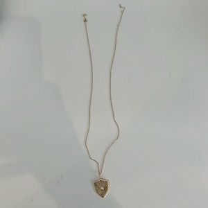 Adina Reiter 14k gold diamond and gold shield necklace